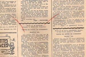 28 9 1944 (achat "le café de la paix" sorgues par mme et mr deymier irenee) journal de 1945