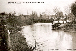 les bords de l' ouveze et le pont