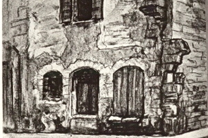 angle rues ducrés et frédéric gonnet(gravure  de l'ancien hotel de ville 