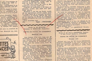 28 9 1944 (achat "le café de la paix" sorgues par mme et mr deymier irenee) journal de 1945