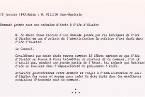 1893 (15-01) Projet d'école a l'ile de l'Oiselet